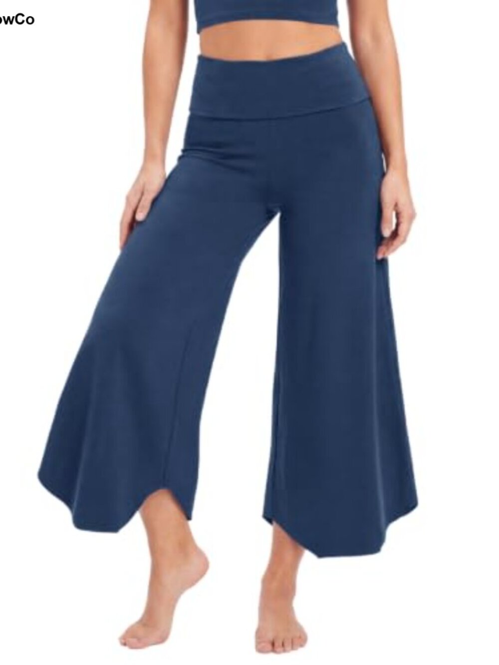 Womens Wide Leg Yoga Pants High Waist Fold Over Fleece Lined Athletic Pants